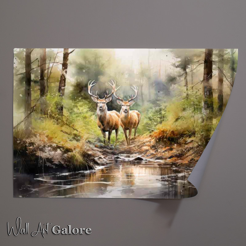 Buy Unframed Poster : (Deer in the Woods A Natural Beauty to Behold)