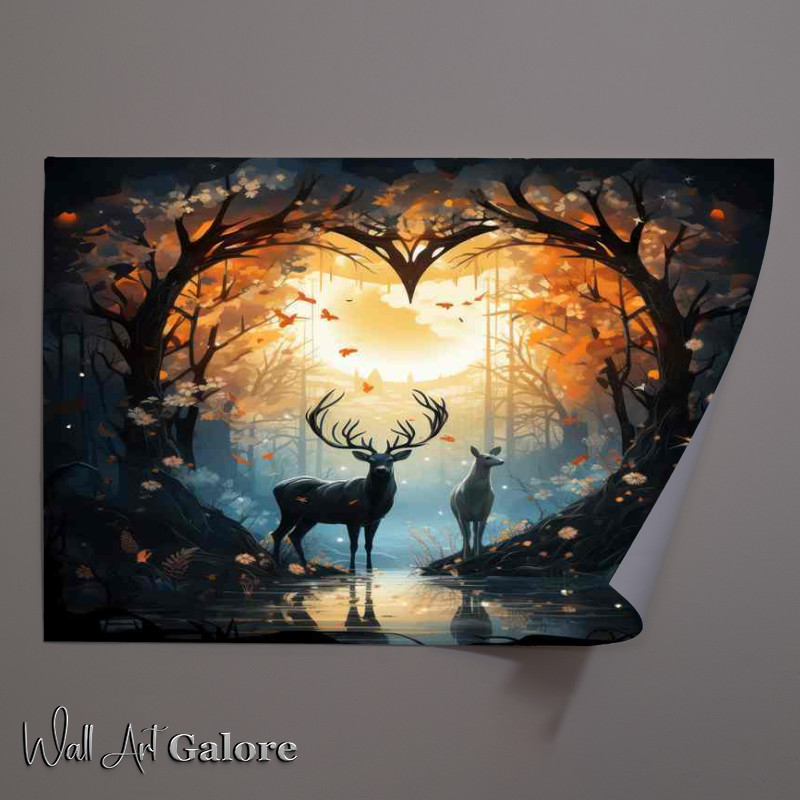 Buy Unframed Poster : (Deer reflections by the lake)