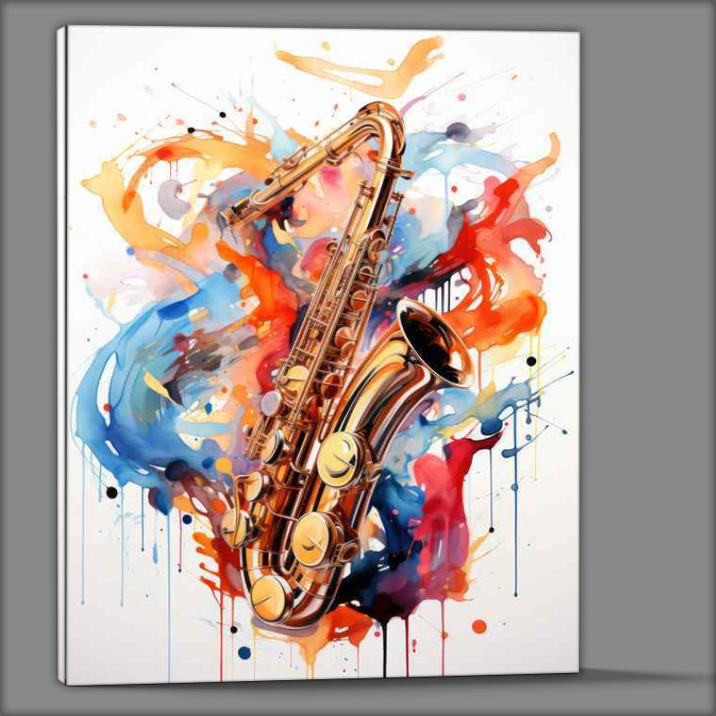 Buy Canvas : (Saxography painting sax splatters colour splash)