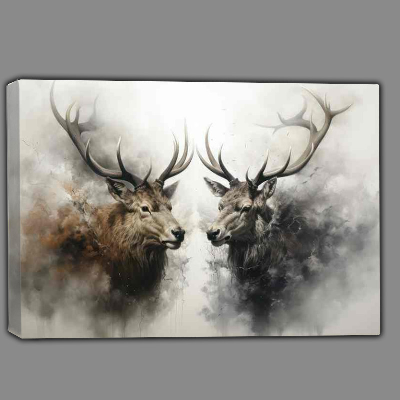 Buy Canvas : (Elks In the morining mist watercolour style art)