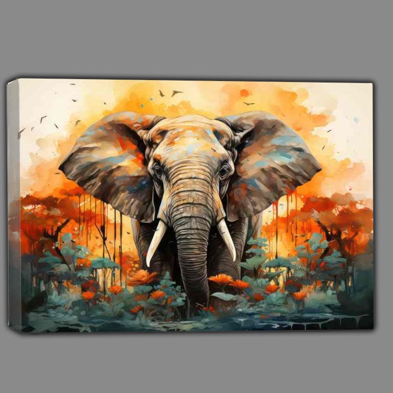 Buy Canvas : (Exposure of A Elephant in the woodland trees)