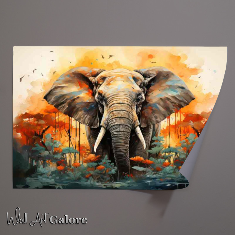 Buy Unframed Poster : (Exposure of A Elephant in the woodland trees)