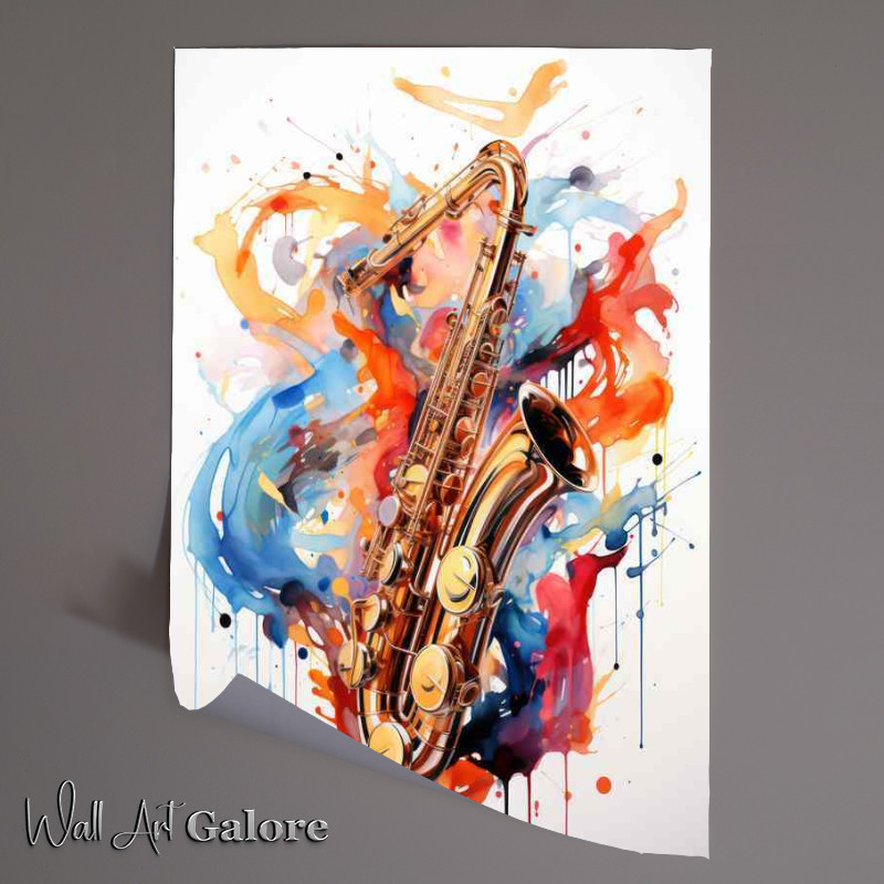 Buy Unframed Poster : (Saxography painting sax splatters colour splash)