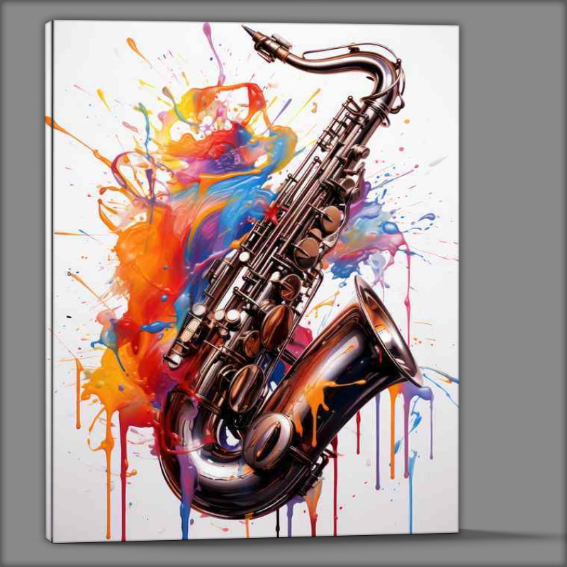 Buy Canvas : (Saxography painting sax splatters colour splash art style)