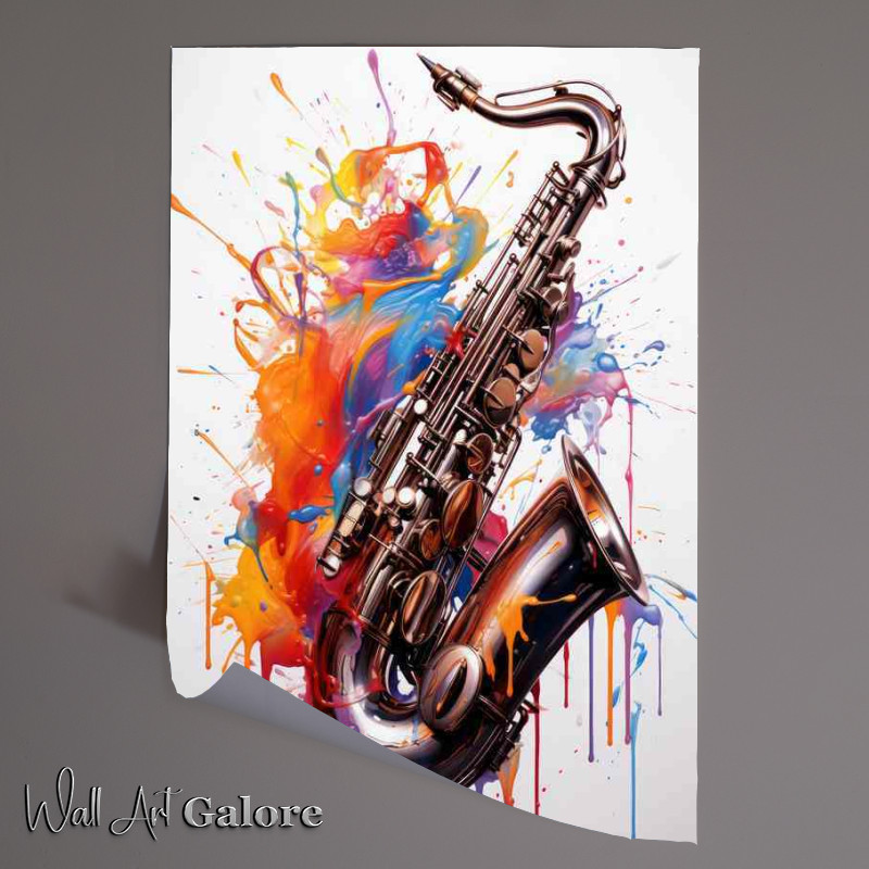 Buy Unframed Poster : (Saxography painting sax splatters colour splash art style)