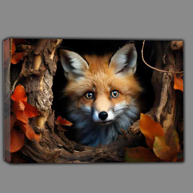 Buy Canvas : (Little fox in its hole the the autumn)