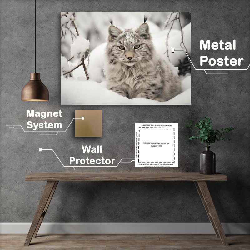 Buy Metal Poster : (Lynx in the snow in winter time)