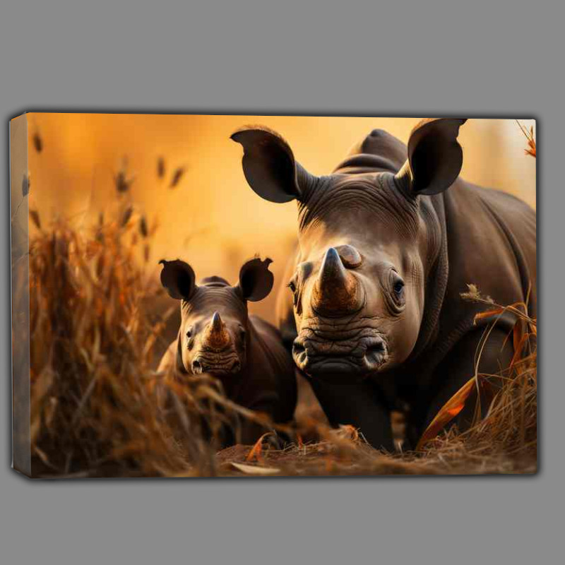 Buy Canvas : (Rhinos in the Wild A Fascinating Look at These Mighty Beasts)