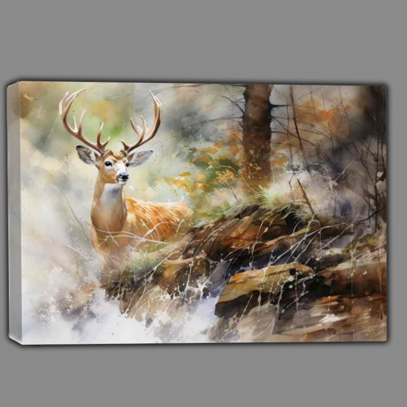 Buy Canvas : (Serenade of the Woods Deer in their Habitat)
