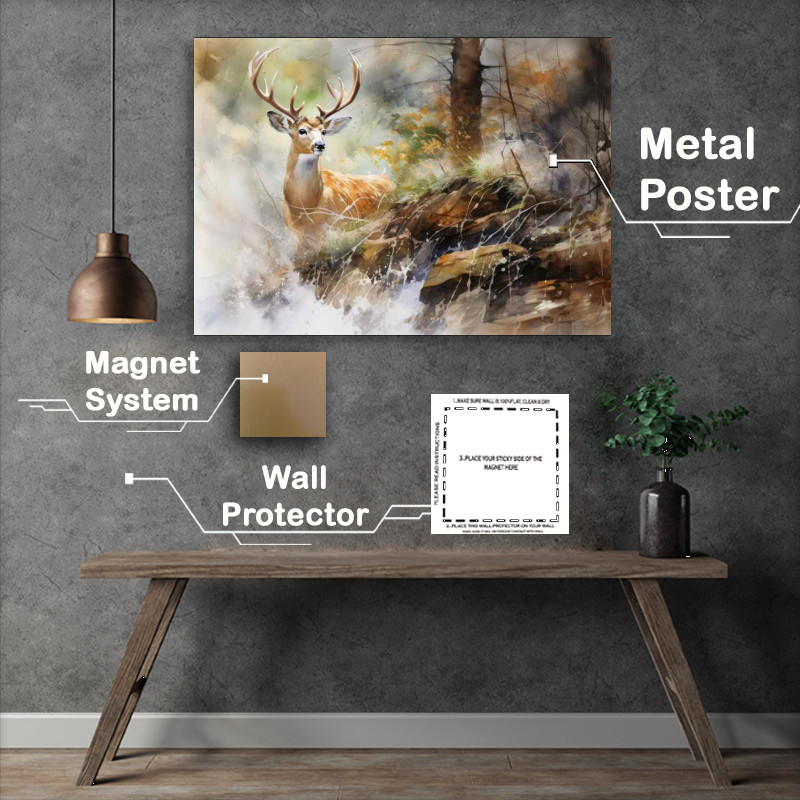 Buy Metal Poster : (Serenade of the Woods Deer in their Habitat)