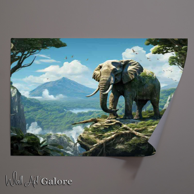 Buy Unframed Poster : (The Mighty Elephant crossing the ravine)