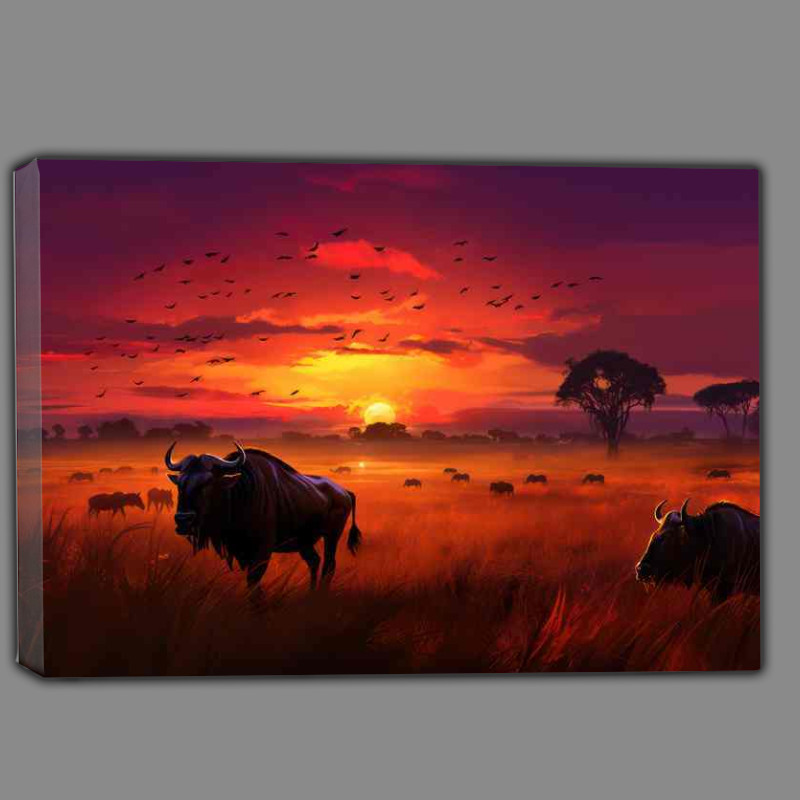 Buy Canvas : (Wilderbeast traveling theough the african planes)