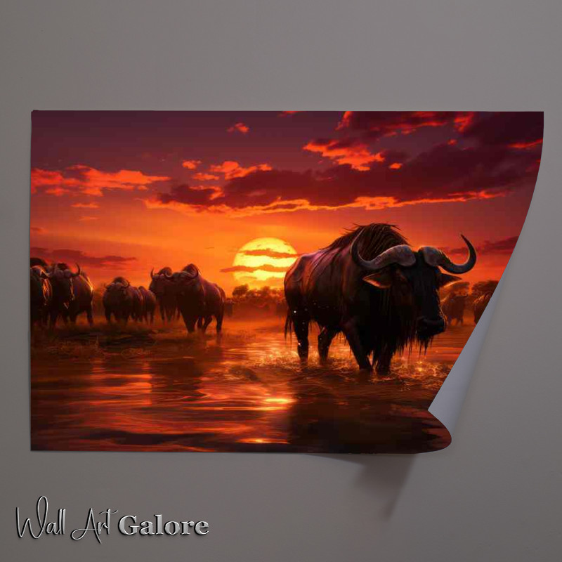 Buy Unframed Poster : (Wilderbeasts at the watering hold resting up)