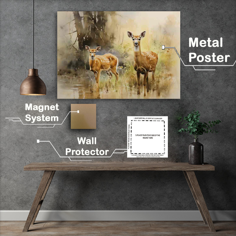 Buy Metal Poster : (Woodland Symphony The Beauty of Deer in Nature)
