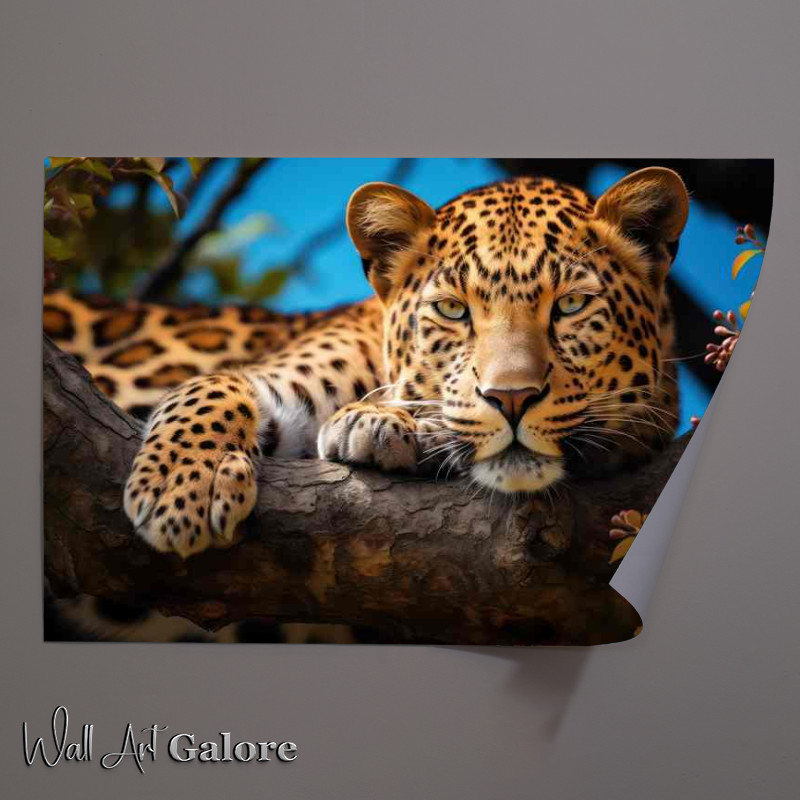 Buy Unframed Poster : (lazy Leopard lying on a branch of a tree)
