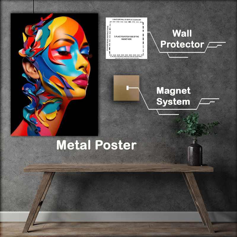 Buy Metal Poster : (Abstract Colorscapes Faces as Living Works of Art)