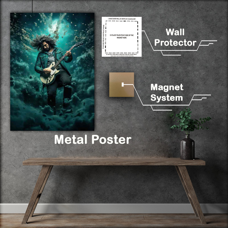 Buy Metal Poster : (The guitar player is up in the air)