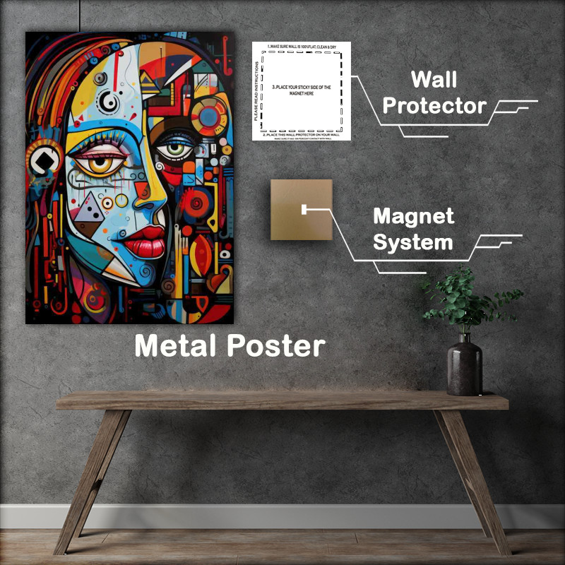 Buy Metal Poster : (Abstract Fusion Faces as a Canvas of Color)