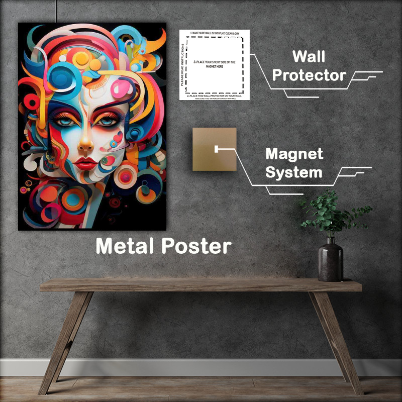 Buy Metal Poster : (Abstract Visions Colorful Faces as Artistic Statements)