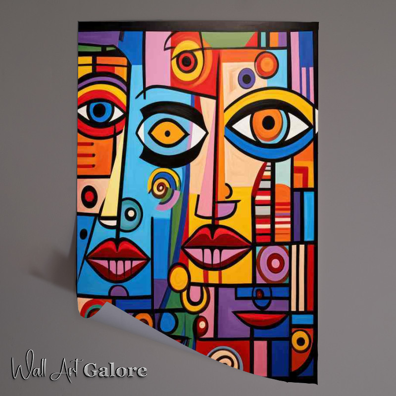 Buy Unframed Poster : (Colorful Facial Fantasies Abstract s Unveiled)