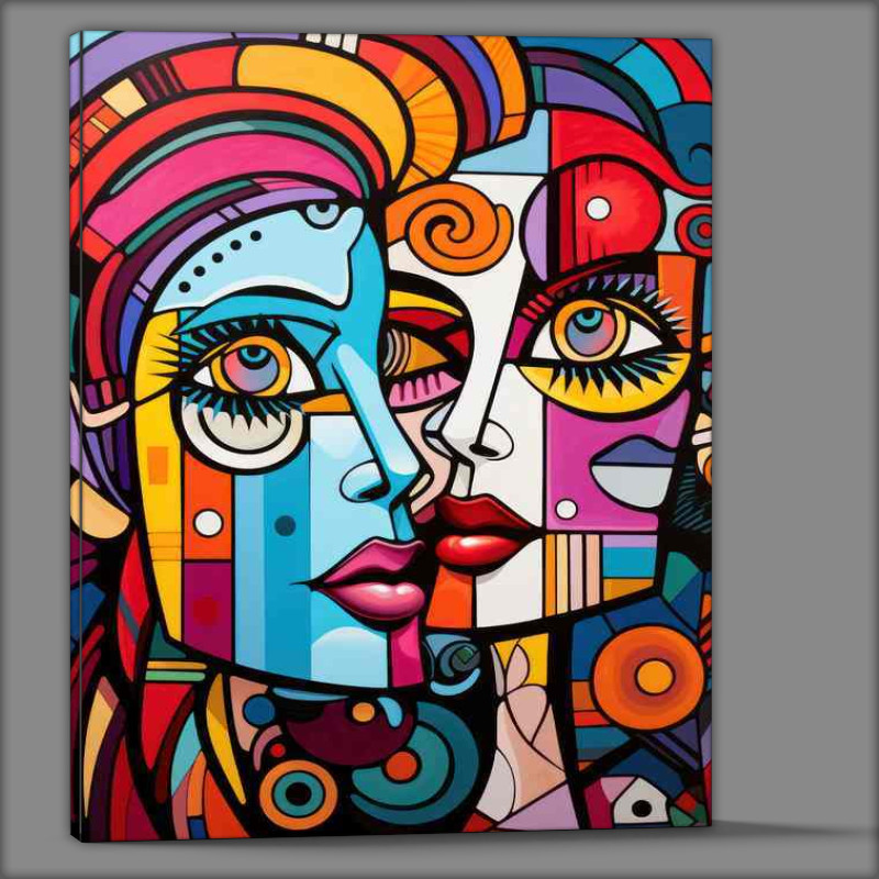 Buy Canvas : (Emotional Resonance Abstract Faces Awash with Color)