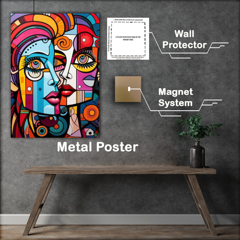 Buy Metal Poster : (Emotional Resonance Abstract Faces Awash with Color)