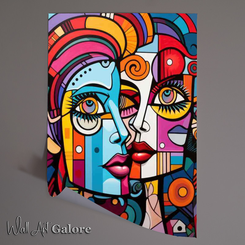 Buy Unframed Poster : (Emotional Resonance Abstract Faces Awash with Color)