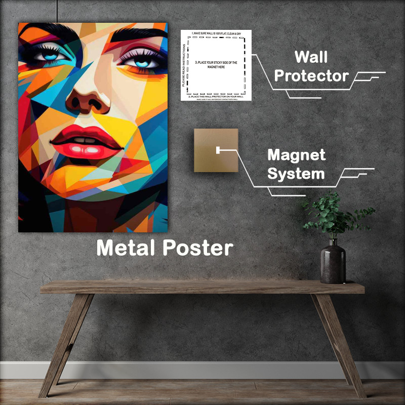 Buy Metal Poster : (Ephemeral Emotions Abstract Faces in Vivid Hues)