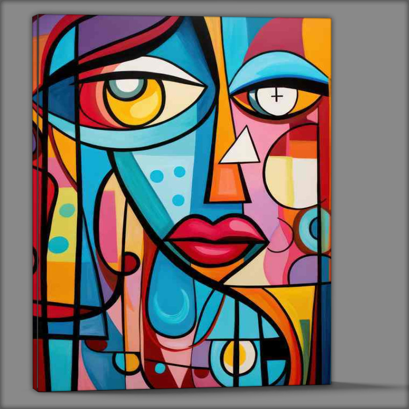 Buy Canvas : (Vibrant Encounters Abstract Faces in Multicolor)