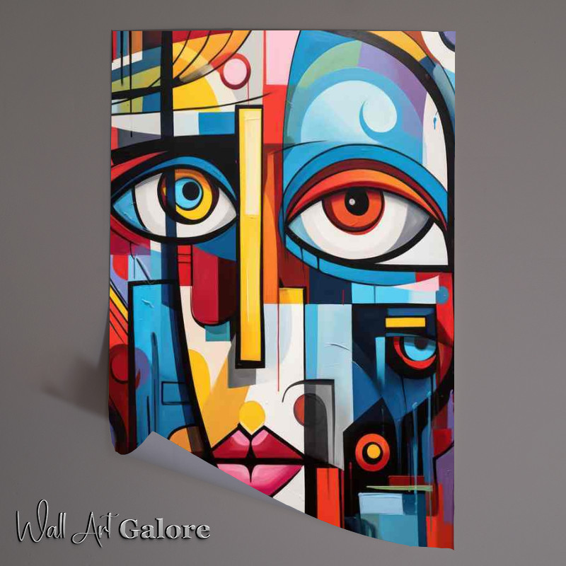 Buy Unframed Poster : (Vivid Expressions Abstract Colorful Faces in Art)