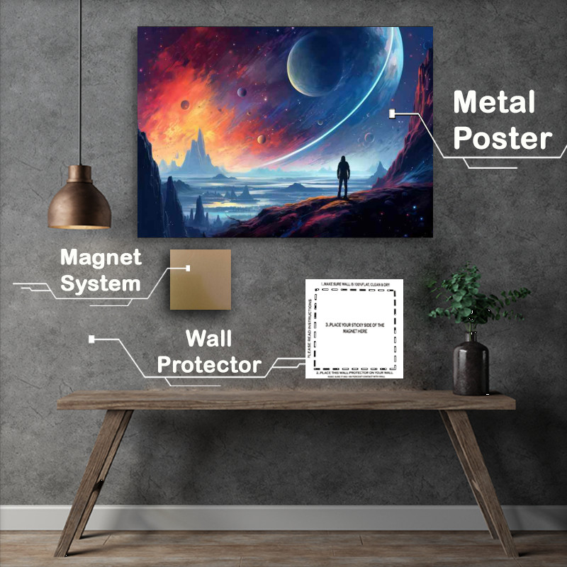 Buy Metal Poster : (Rocky Wonders With Planets And Gas Rings)
