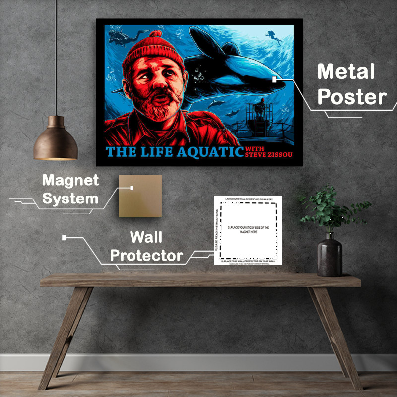 Buy Metal Poster : (Aquatic Life whale in the sea with steve)