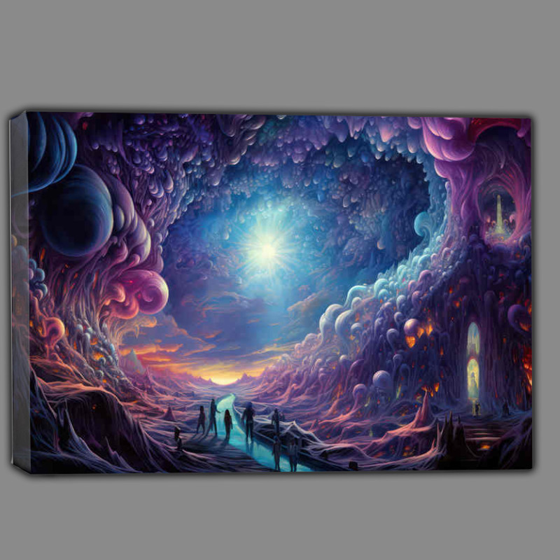 Buy Canvas : (Artful Enchanted World With people walking around on the path)