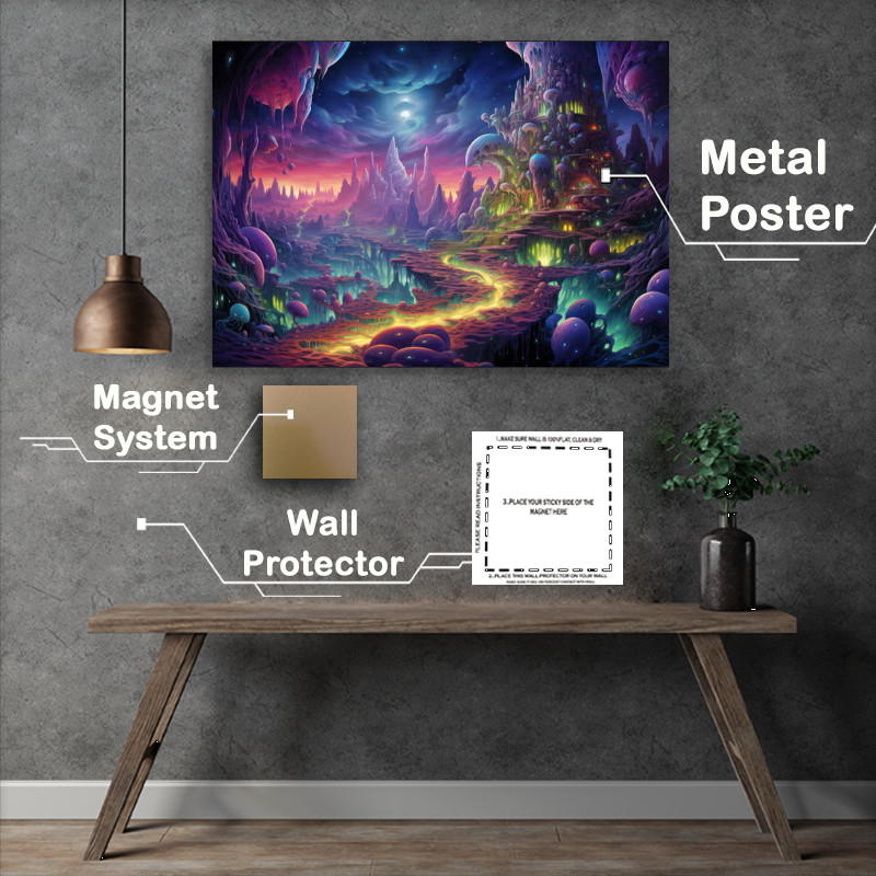 Buy Metal Poster : (Fan Art Enchanted Fantasy World with a golden path)