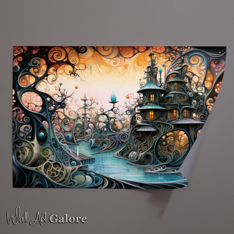 Buy Unframed Poster : (Living next to the blue lake in the fantasy world)