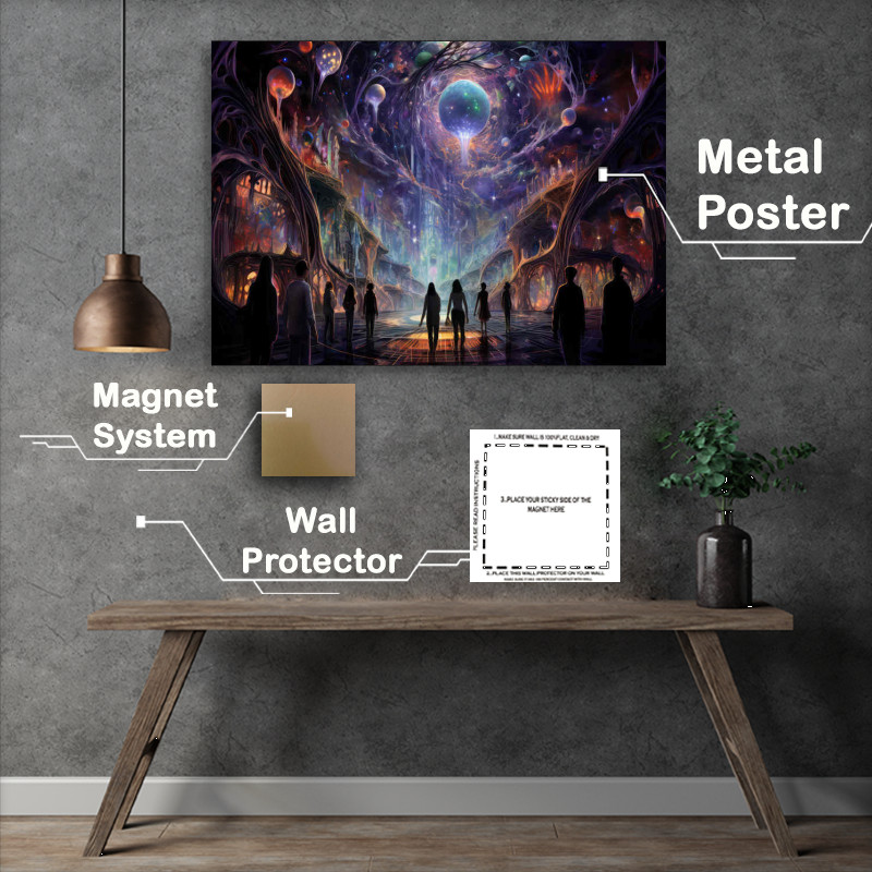 Buy Metal Poster : (People walking in an enchanted fantasy world)