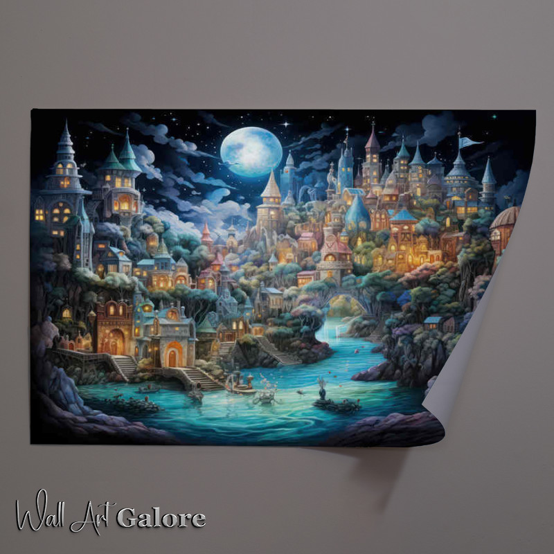 Buy Unframed Poster : (The Fantasy Night Sky with stars shining over the city)