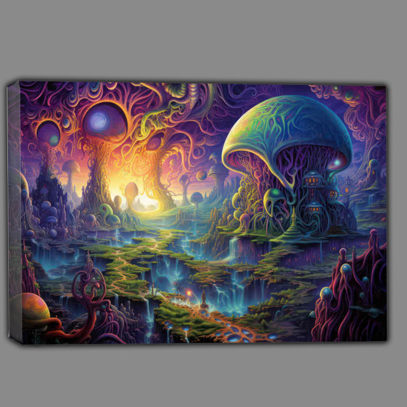 Buy Canvas : (Waterfalls In A Enchanted Fantasy Land)