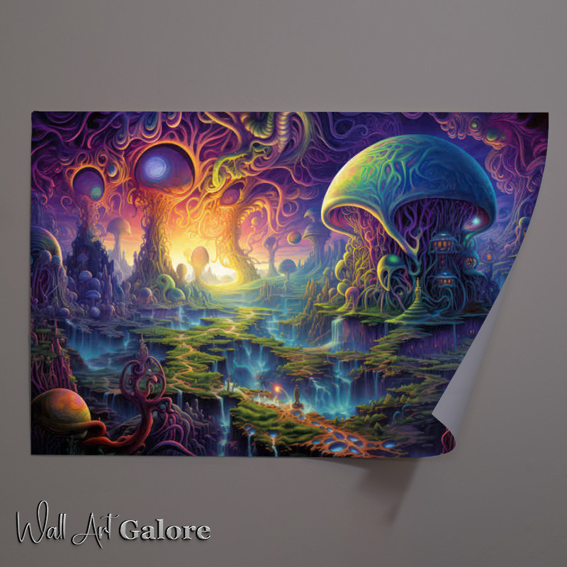 Buy Unframed Poster : (Waterfalls In A Enchanted Fantasy Land)