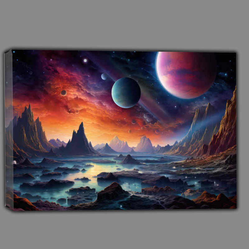 Buy Canvas : (fantasy planets amist the mountains)