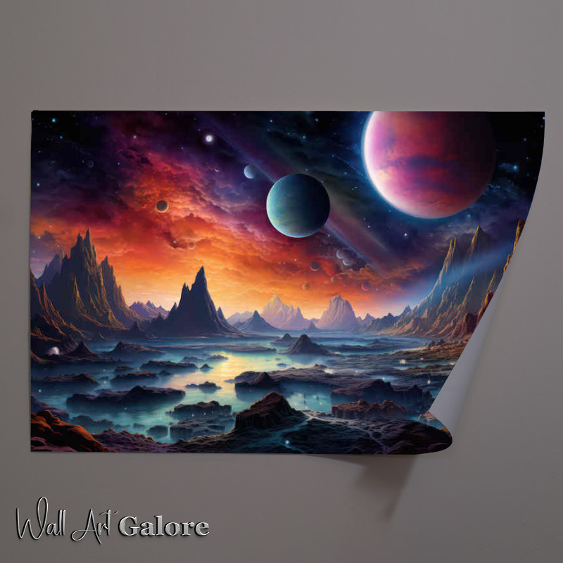 Buy Unframed Poster : (fantasy planets amist the mountains)