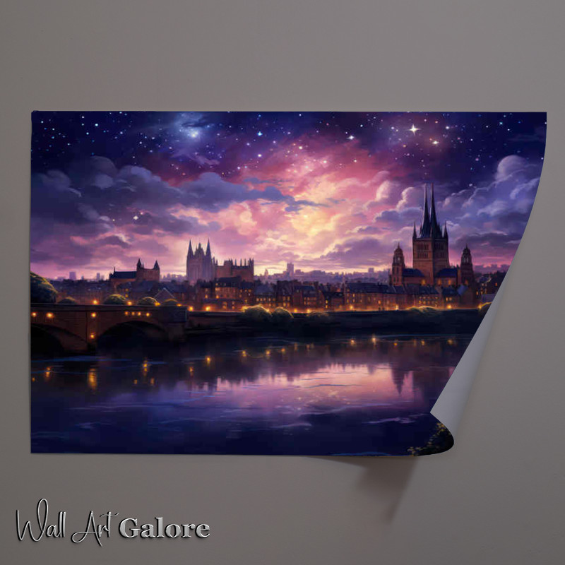 Buy Unframed Poster : (Chester castle on a cloudy evening in purple style)