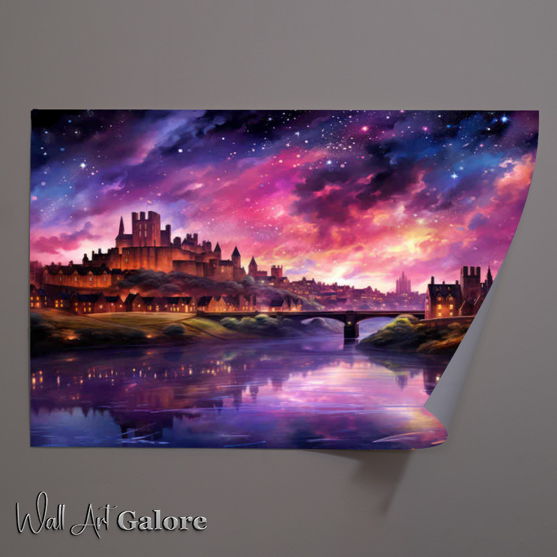 Buy Unframed Poster : (City chester castle overlooking the river with a purple haze)