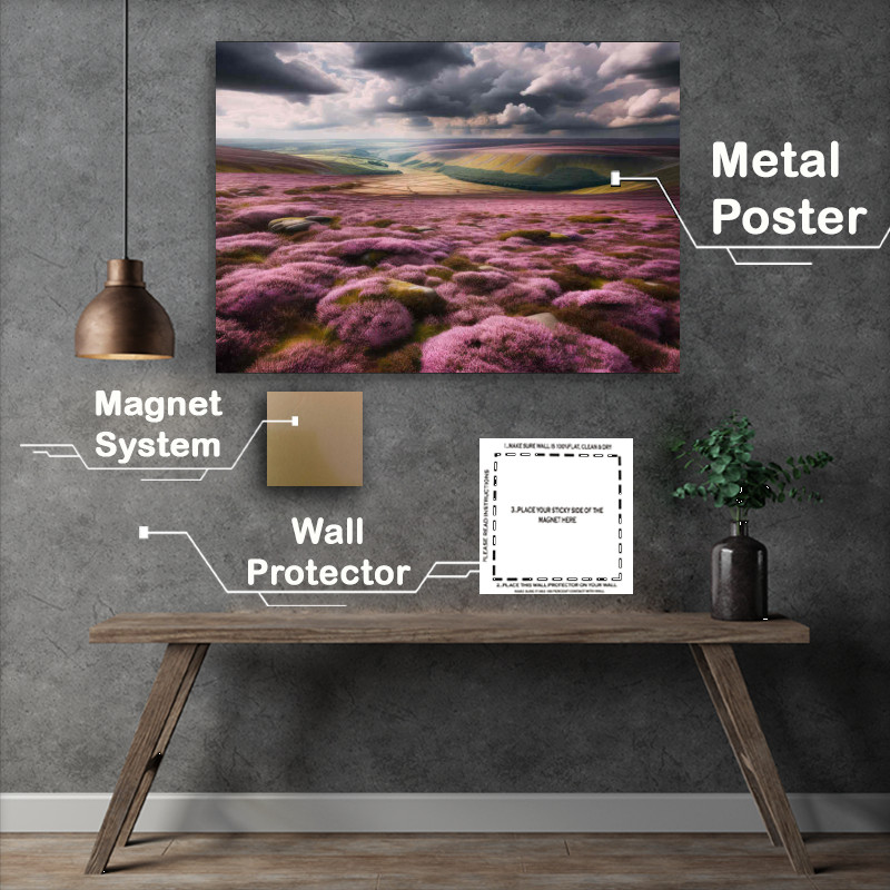 Buy Metal Poster : (Heather in the moorland in the summers sun)