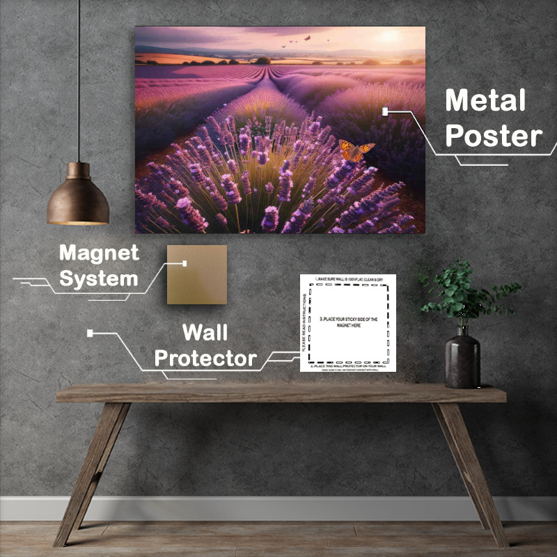 Buy Metal Poster : (Lavenders breeze in a british field filled with purples)