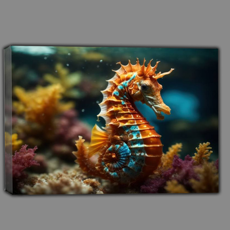 Buy Canvas : (Colourful Seahorse underwater in the ocean)