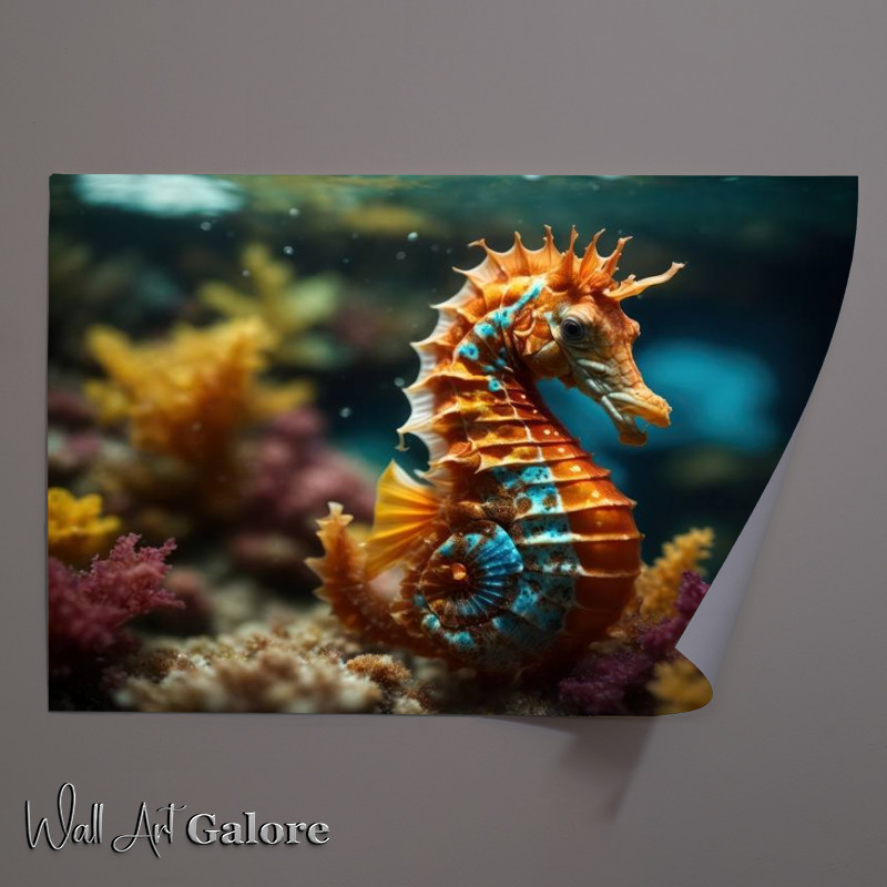 Buy Unframed Poster : (Colourful Seahorse underwater in the ocean)