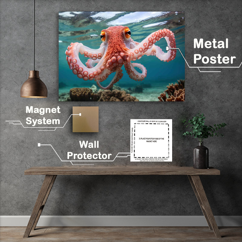 Buy Metal Poster : (Octopus swimming in the sea Amazing colour)