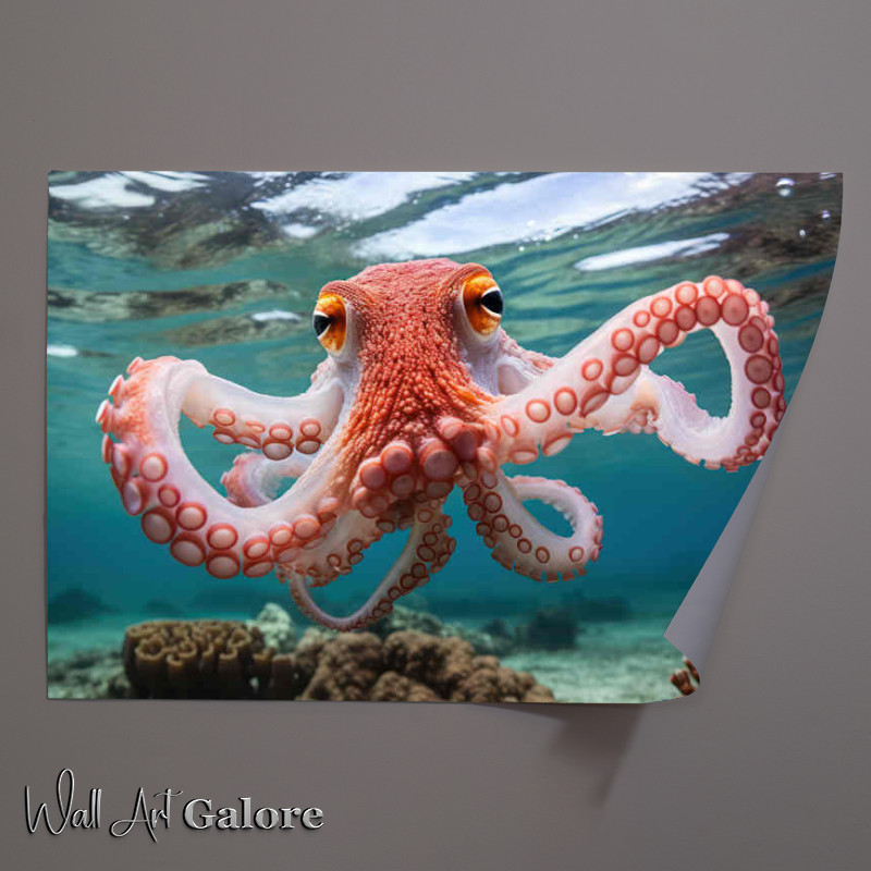 Buy Unframed Poster : (Octopus swimming in the sea Amazing colour)