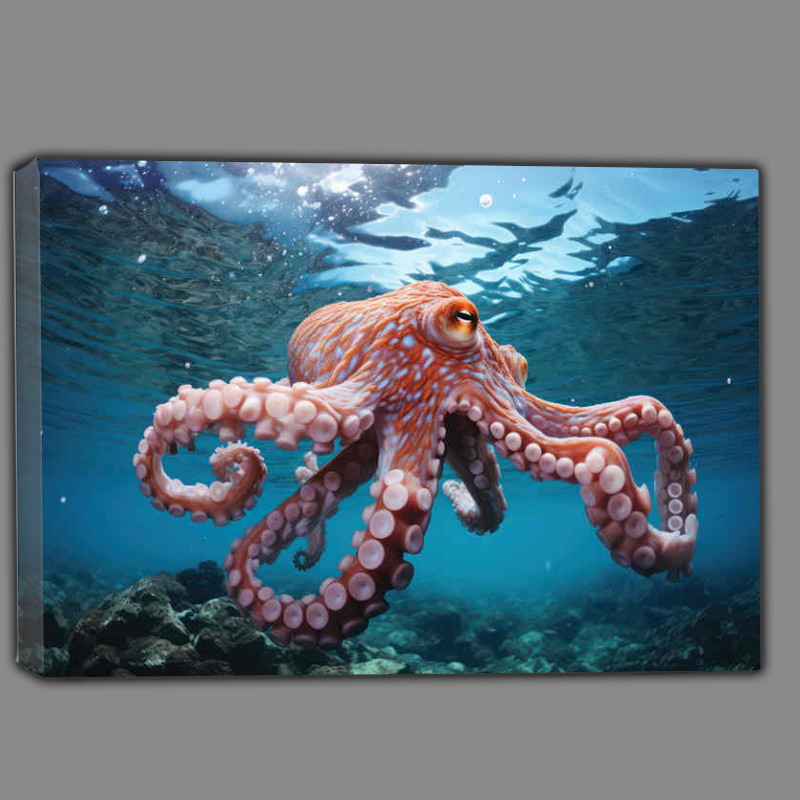 Buy Canvas : (Octopus swimming on the ocean floor)